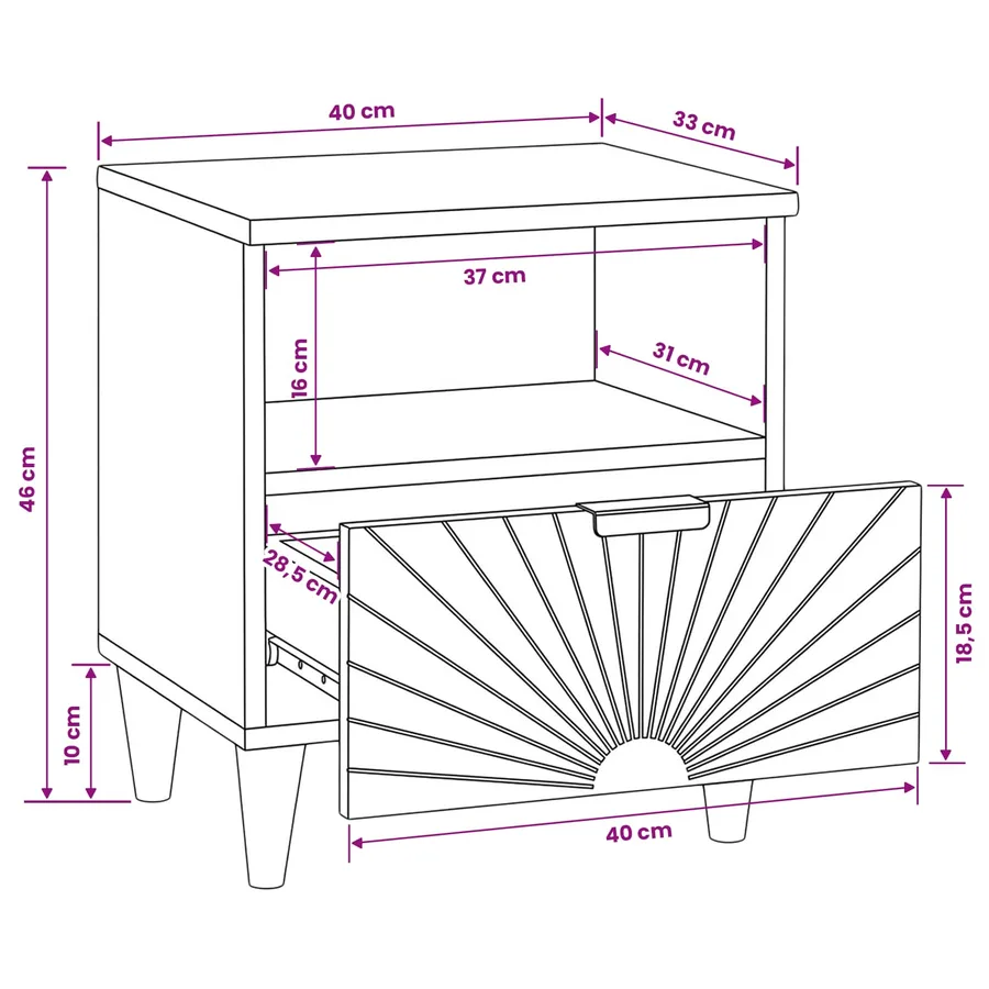 Table de chevet 2 pcs Noir et or 40 x 33 x 46 cm - 13