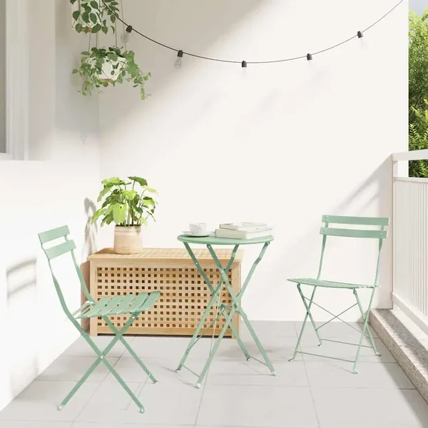 Ensemble bistro pliant 3 pcs Écume de mer Acier