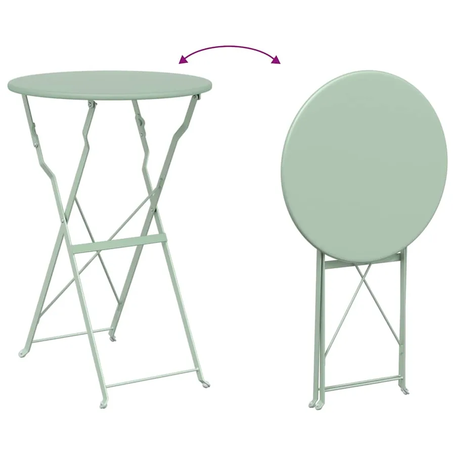 Ensemble bistro pliant 3 pcs Écume de mer Acier - 10