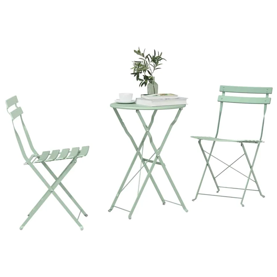 Ensemble bistro pliant 3 pcs Écume de mer Acier - 3
