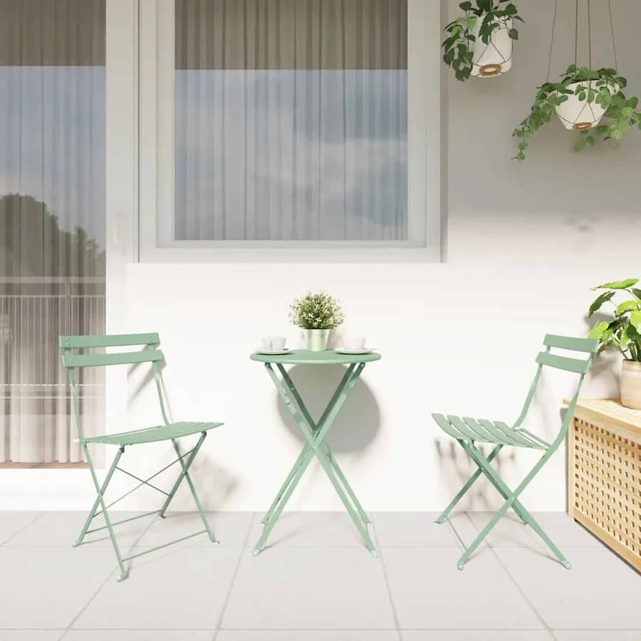 Ensemble bistro pliant 3 pcs Écume de mer Acier - 4
