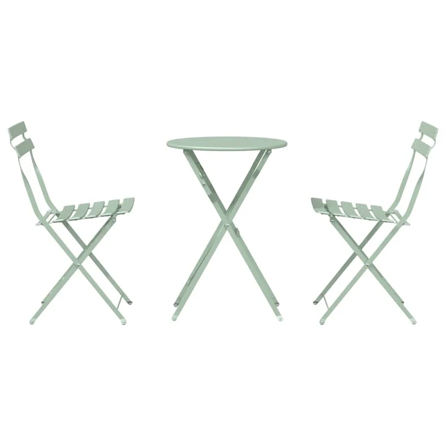 Ensemble bistro pliant 3 pcs Écume de mer Acier - 7