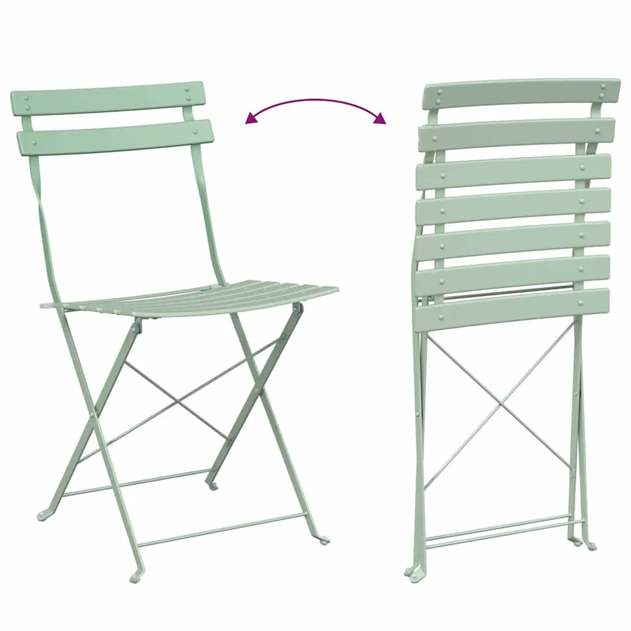 Ensemble bistro pliant 3 pcs Écume de mer Acier - 9