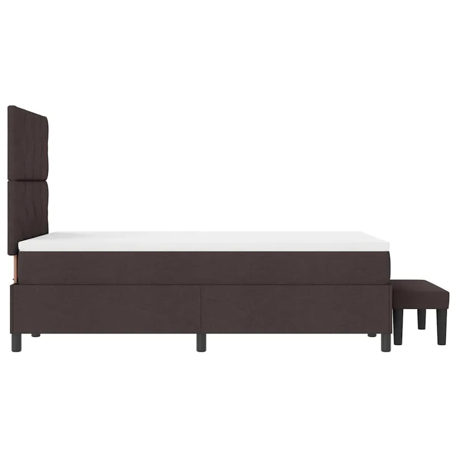 Lit à ressorts avec tête de lit Marron foncé 120 x 200 cm tissu - 9