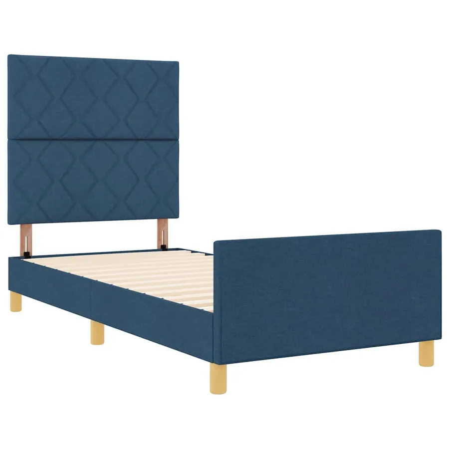 Cadre de lit avec tête de lit Bleu 100 x 200 cm tissu - 5