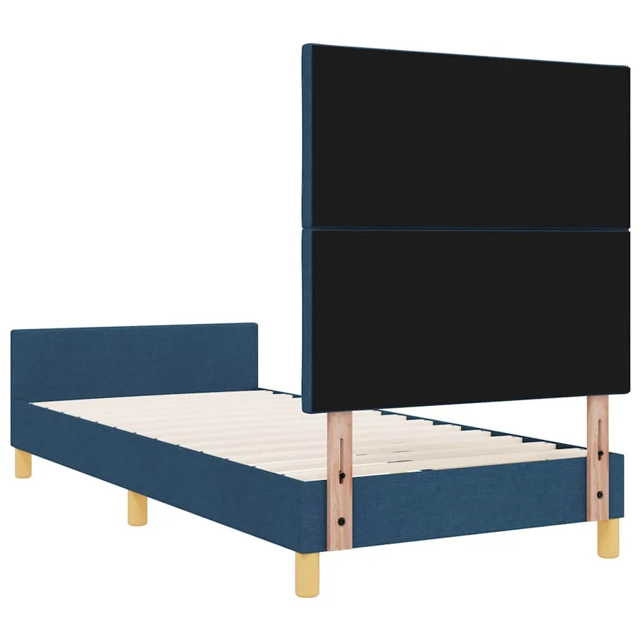 Cadre de lit avec tête de lit Bleu 100 x 200 cm tissu - 9