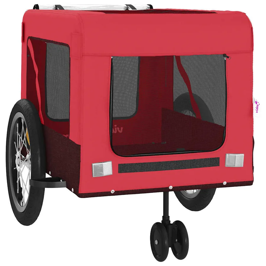Remorque de vélo pour animaux de compagnie rouge et noir - 6