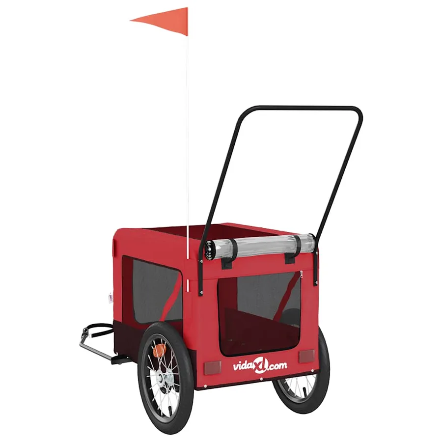 Remorque de vélo pour animaux de compagnie rouge et noir - 9
