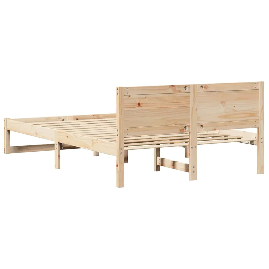Cadre de lit avec tête de lit Naturel 140 x 190 cm Pin massif - 7