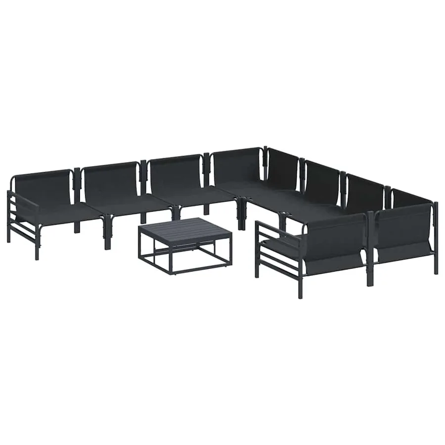 Ensemble de canapé de jardin avec coussin 9 pcs Noir Acier - 6