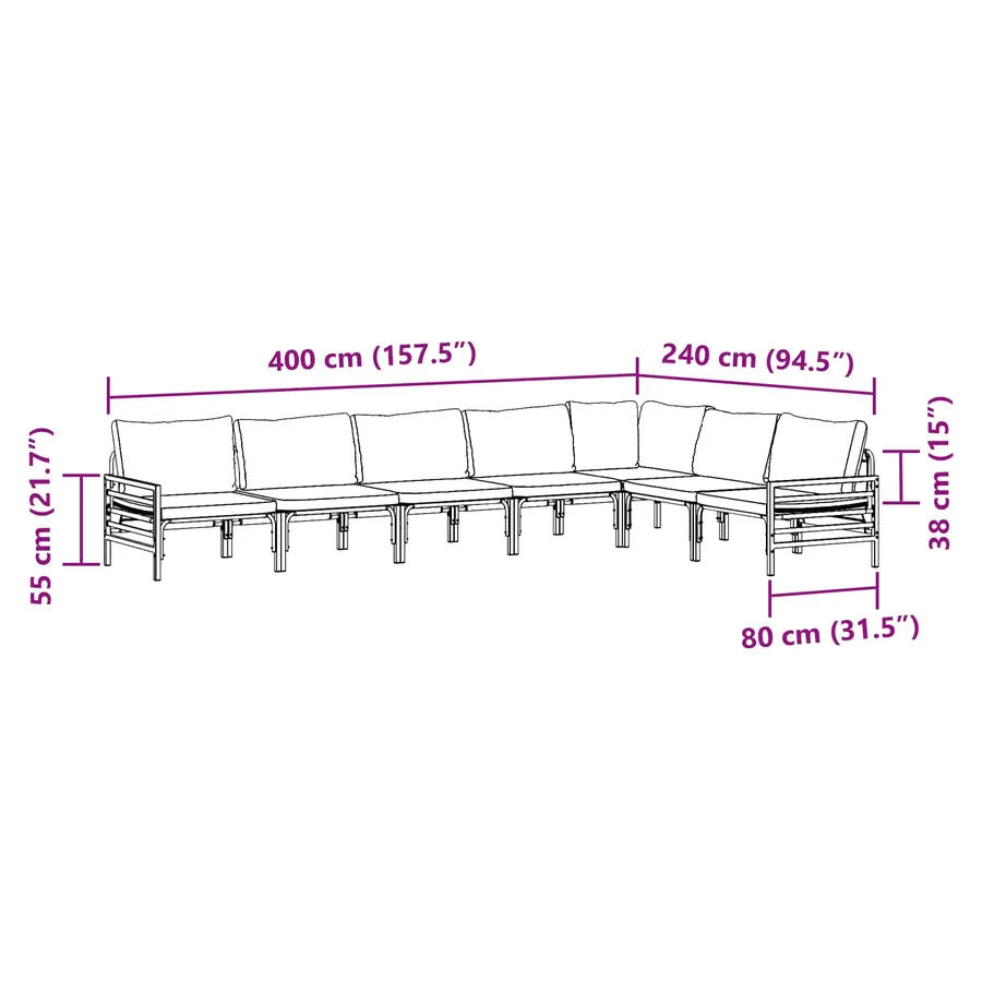 Ensemble de canapé de jardin avec coussin 7 pcs Noir Acier - 14