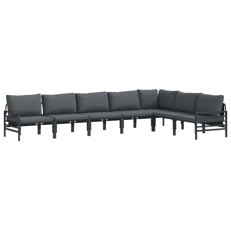 Ensemble de canapé de jardin avec coussin 7 pcs Noir Acier - 2
