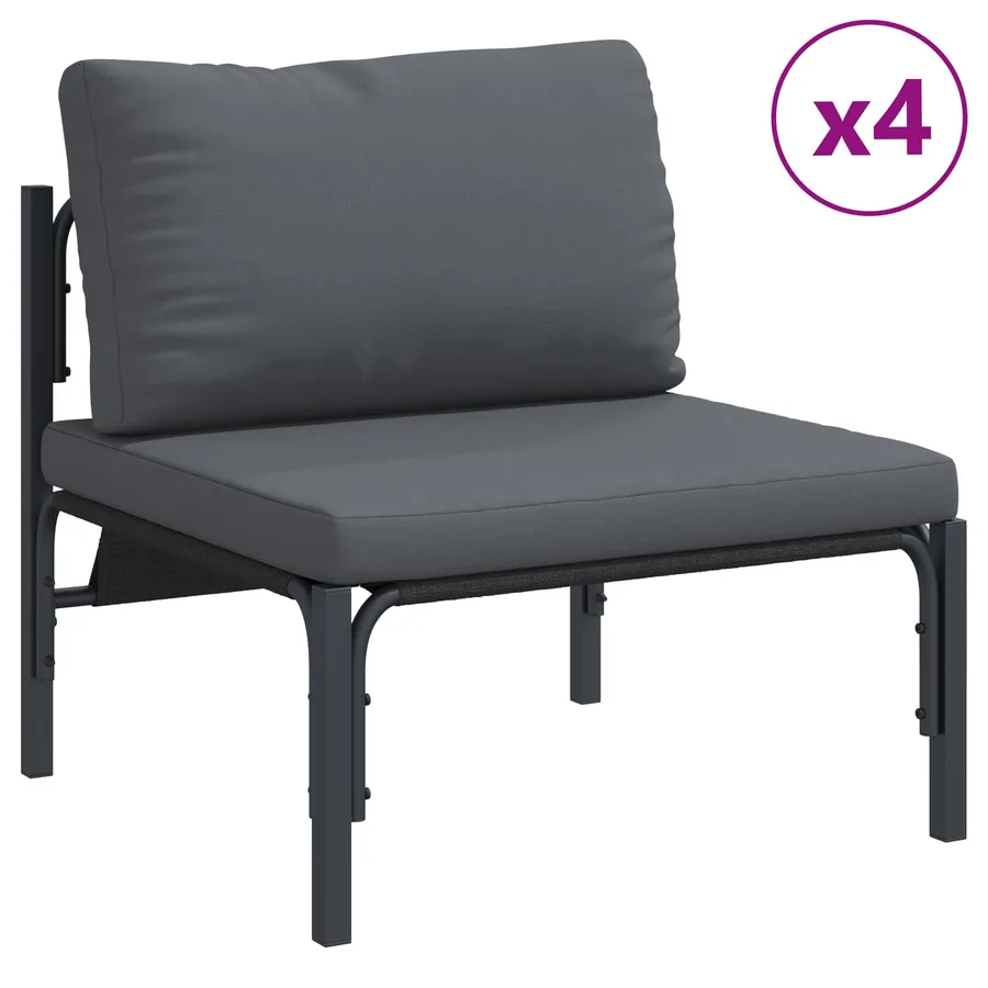 Ensemble de canapé de jardin avec coussin 7 pcs Noir Acier - 4