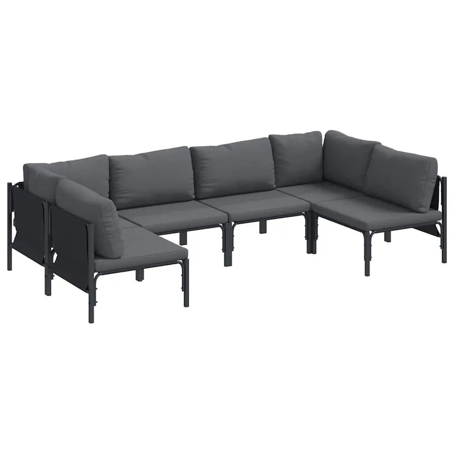 Ensemble de canapé de jardin avec coussin 6 pcs Noir Acier - 2