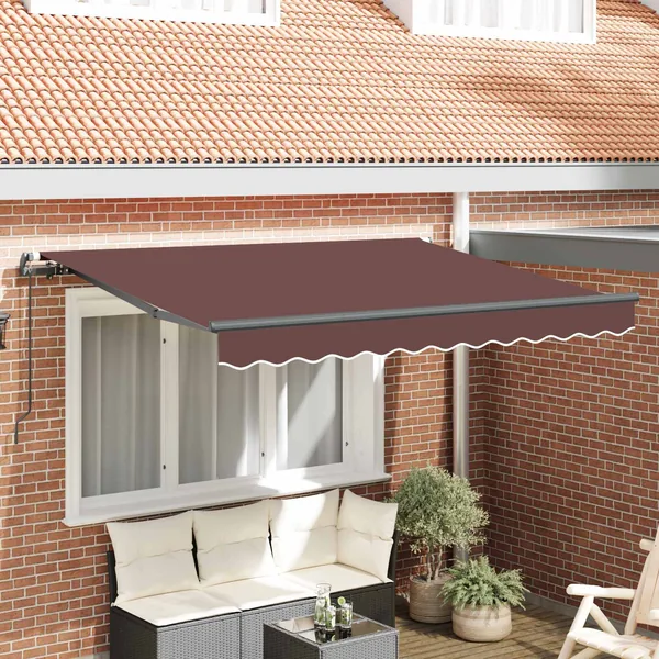 Auvent Rétractable Marron 250 x 200 cm tissu