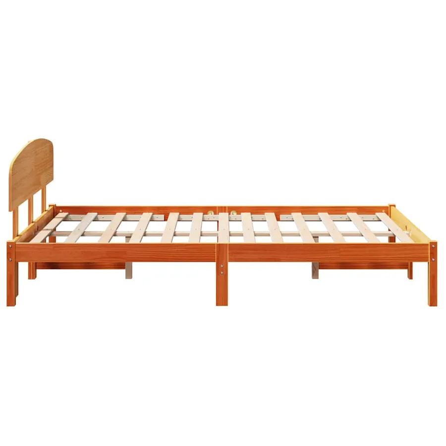 Cadre de lit avec tête de lit Brun cire 140 x 190 cm Pin massif - 6