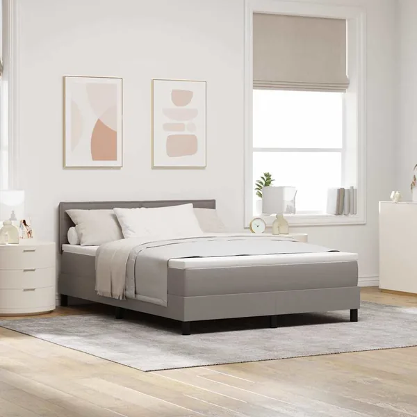 Lit à ressorts avec matelas avec LED Taupe 160 x 200 cm tissu
