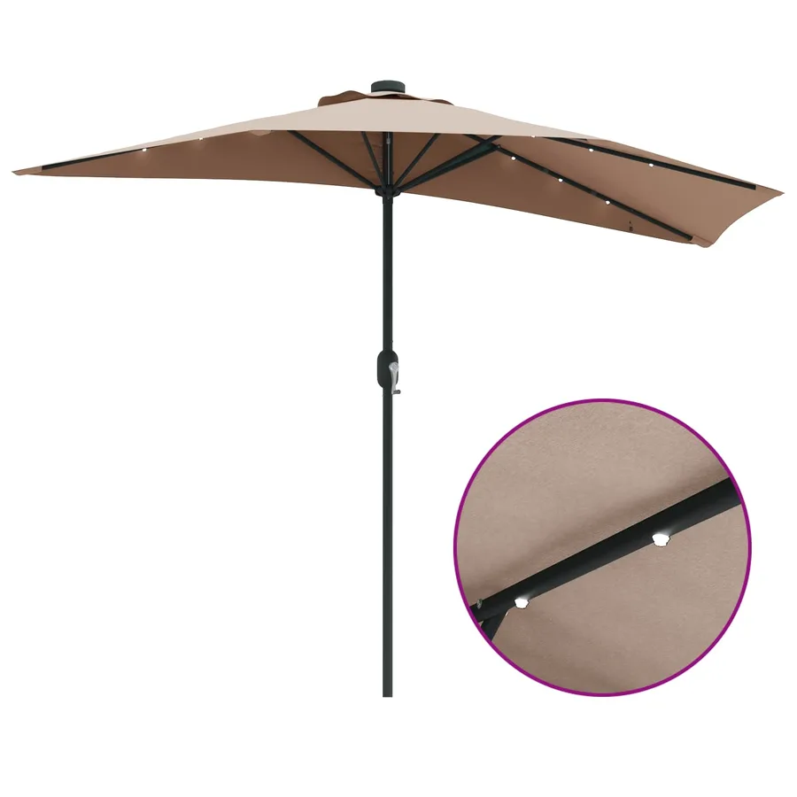Parasol de jardin Taupe 294 x 150 x 224 cm Polyester et Acier - 11