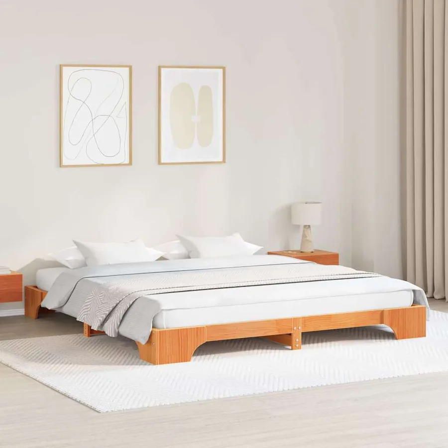 Cadre de lit Brun cire 180 x 200 cm Pin massif