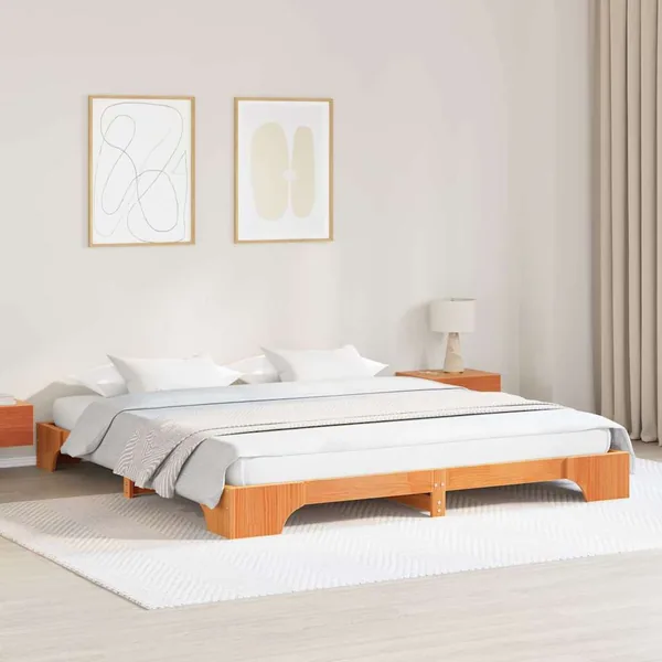 Cadre de lit Brun cire 180 x 200 cm Pin massif