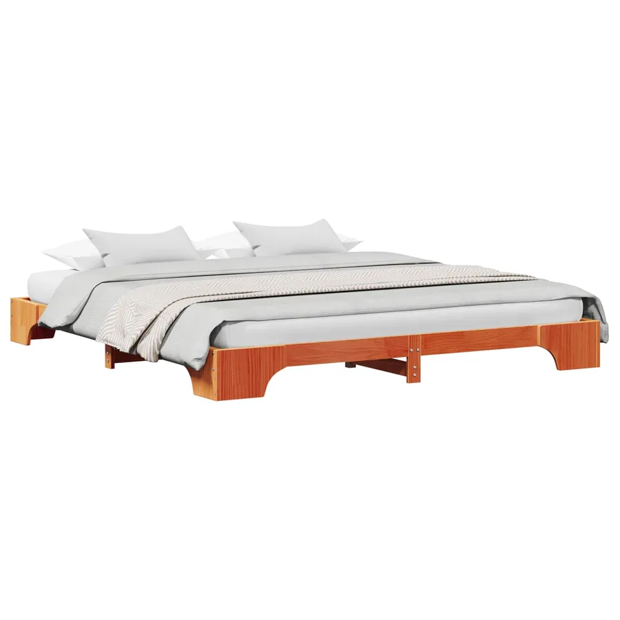 Cadre de lit Brun cire 180 x 200 cm Pin massif - 2