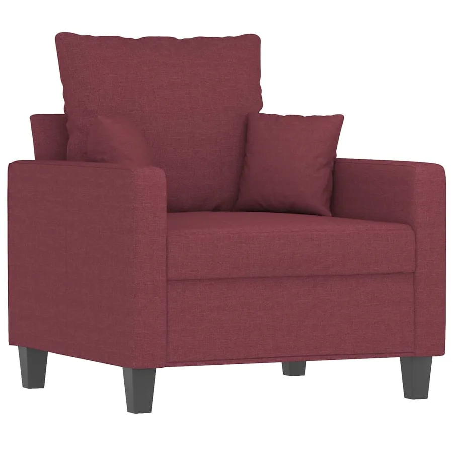Ensemble de canapés 4 pcs avec coussins rouge bordeaux tissu - 3