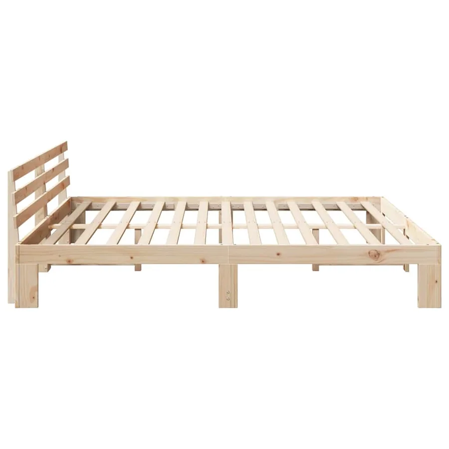 Cadre de lit avec tête de lit Naturel 200 x 200 cm Pin massif - 6