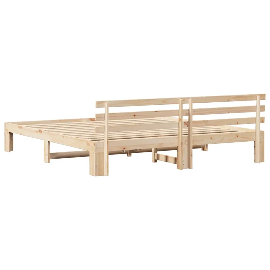 Cadre de lit avec tête de lit Naturel 200 x 200 cm Pin massif - 7