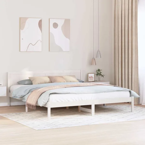 Cadre de lit Blanc 180 x 200 cm Bois de pin massif