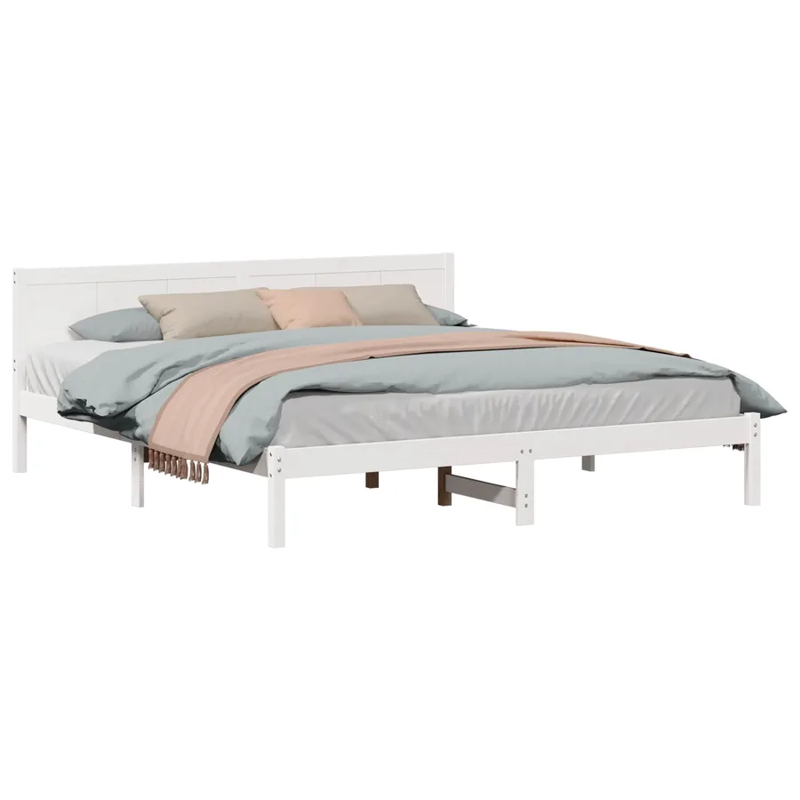 Cadre de lit Blanc 180 x 200 cm Bois de pin massif - 2