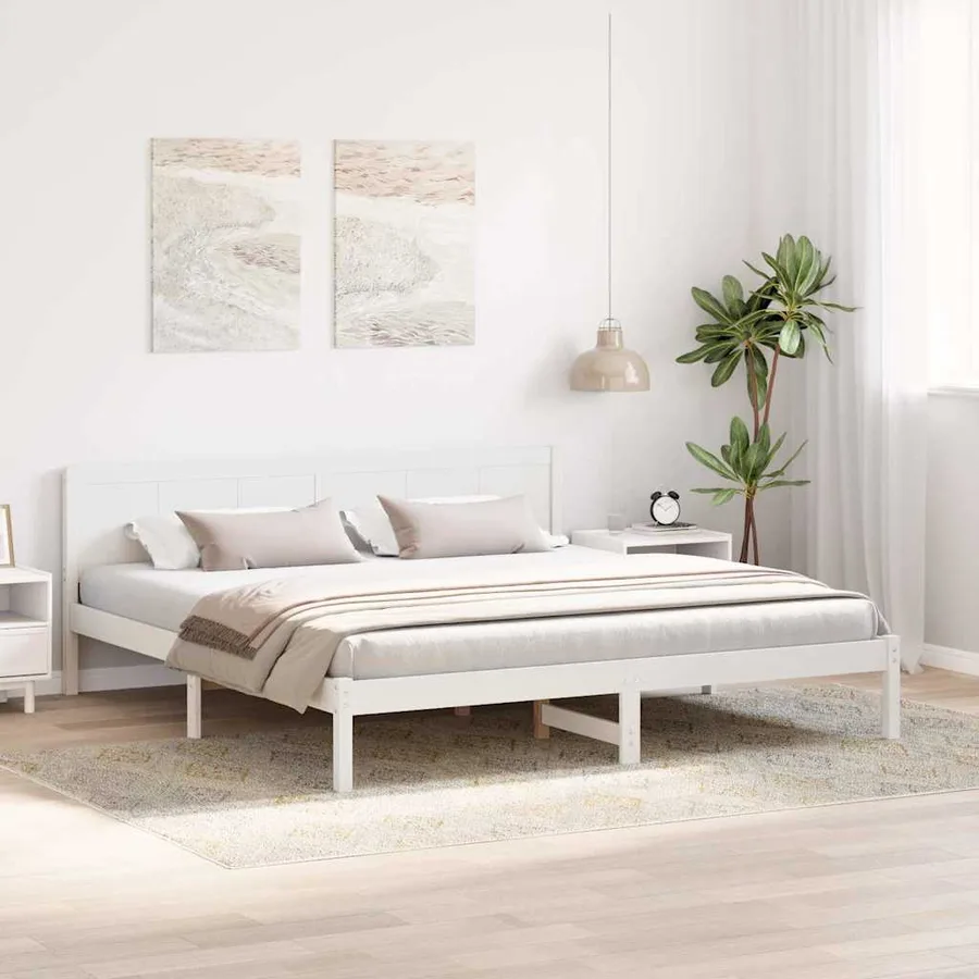 Cadre de lit Blanc 180 x 200 cm Bois de pin massif - 3