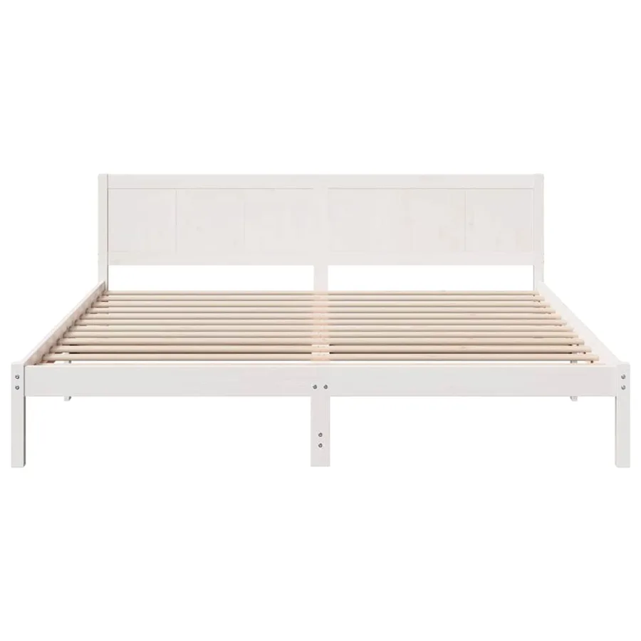 Cadre de lit Blanc 180 x 200 cm Bois de pin massif - 5