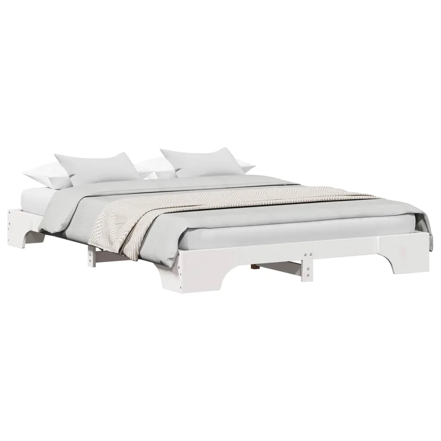 Cadre de lit Blanc 150 x 200 cm Pin massif - 2