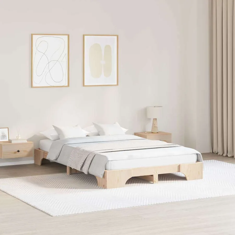 Cadre de lit Naturel 120 x 190 cm Pin massif