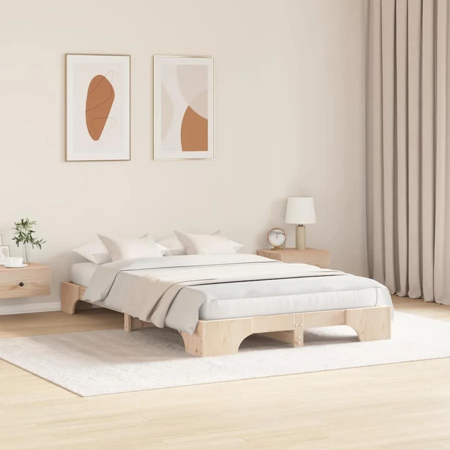 Cadre de lit Naturel 120 x 190 cm Pin massif - 3