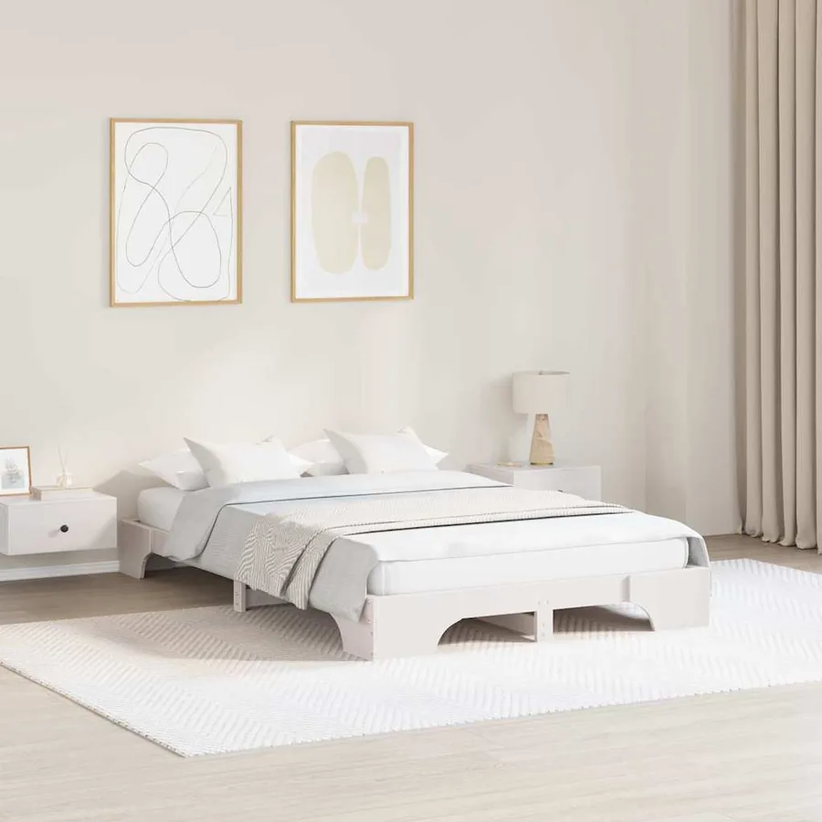 Cadre de lit Blanc 135 x 190 cm Pin massif