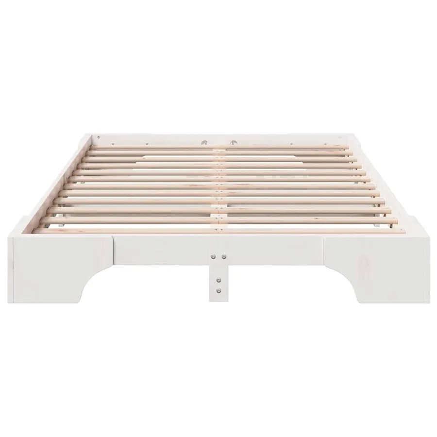 Cadre de lit Blanc 135 x 190 cm Pin massif - 5