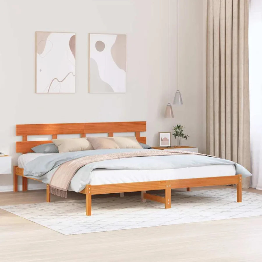 Cadre de lit Marron 180 x 200 cm Bois de pin massif