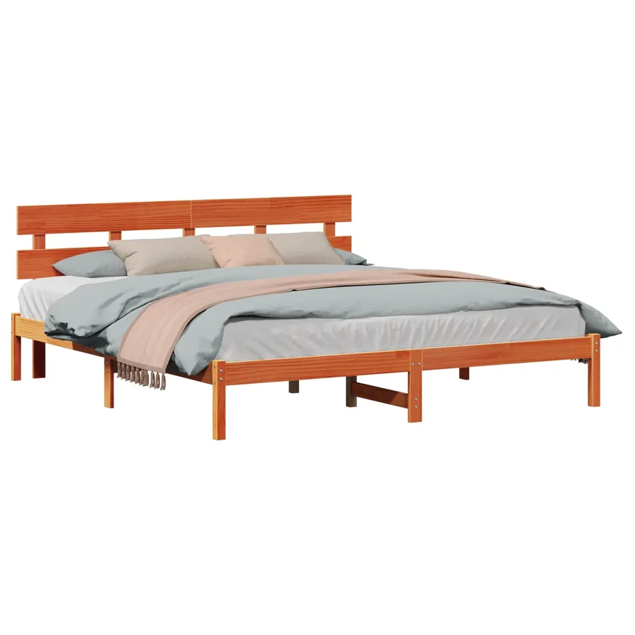 Cadre de lit Marron 180 x 200 cm Bois de pin massif - 2