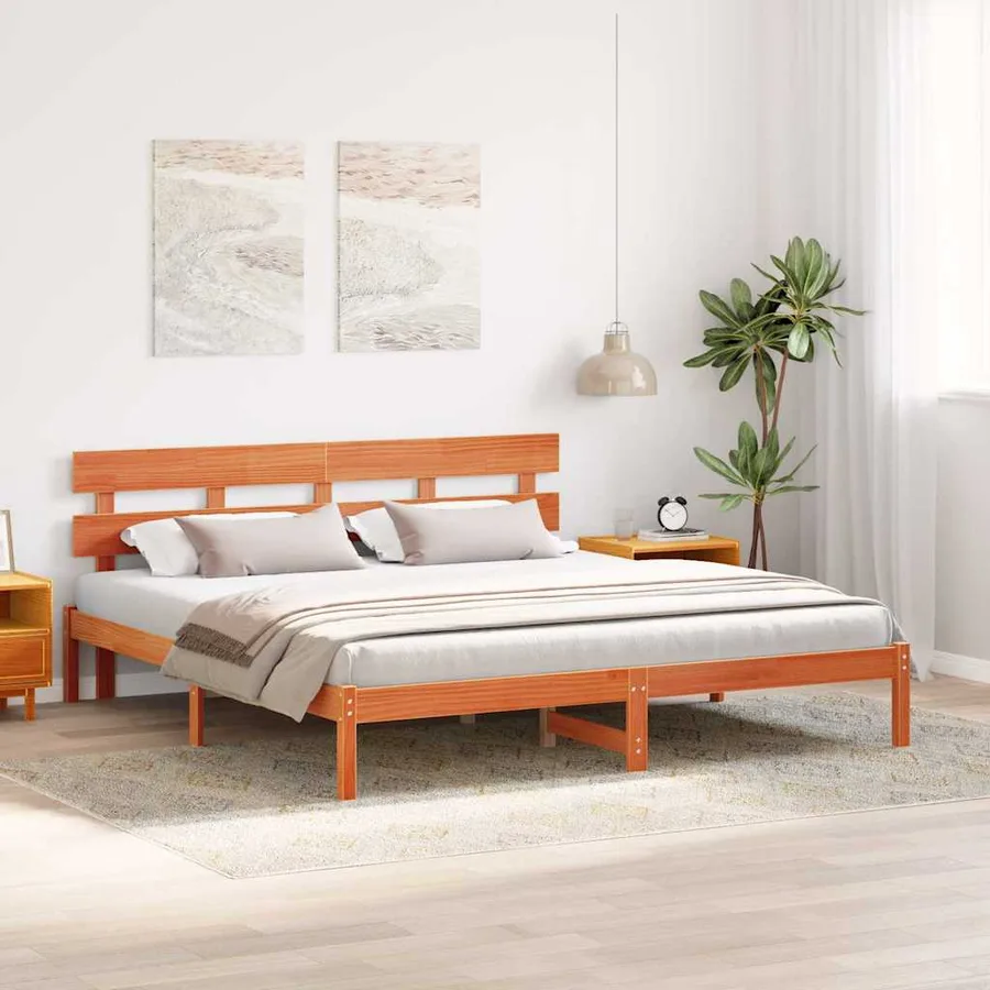 Cadre de lit Marron 180 x 200 cm Bois de pin massif - 3