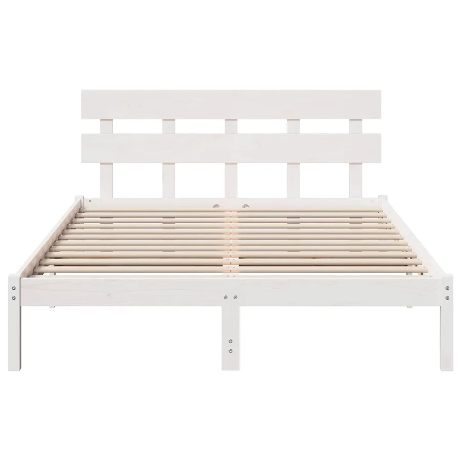 Cadre de lit Blanc 160 x 200 cm Bois de pin massif - 3