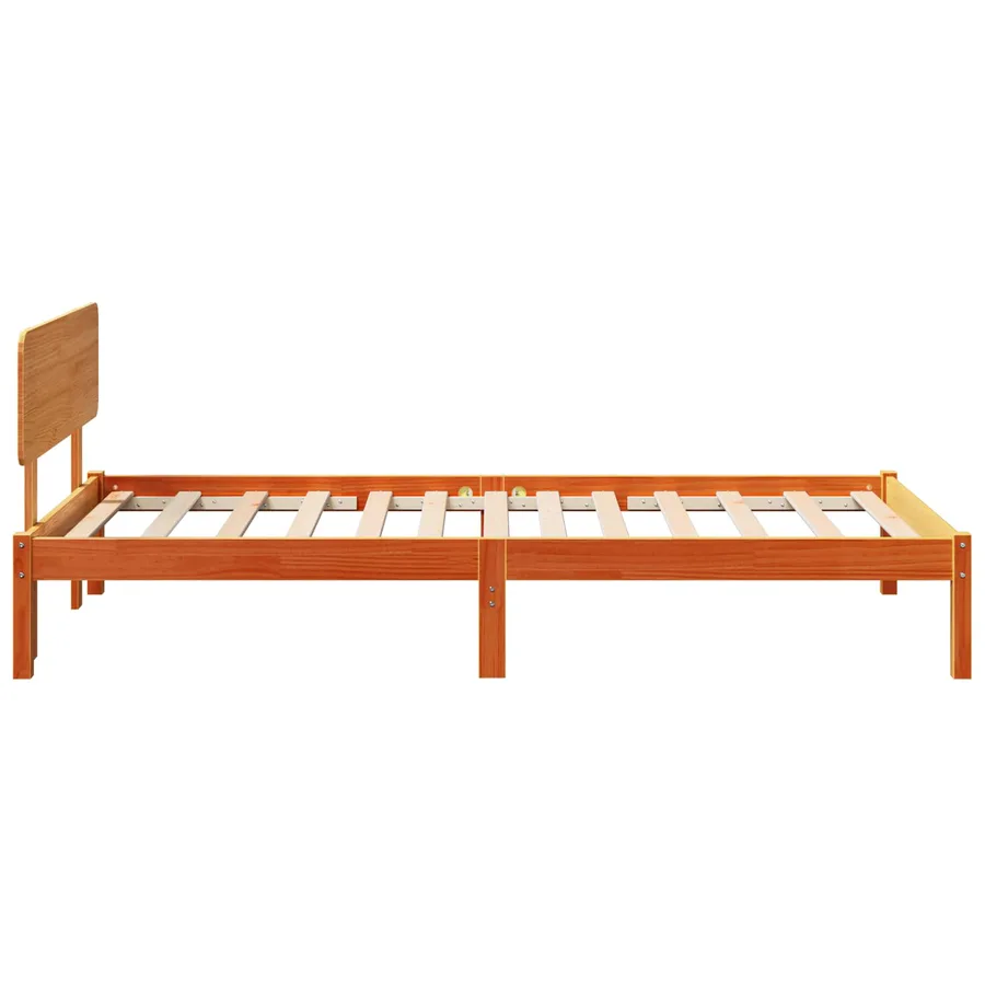 Cadre de lit avec tête de lit Brun cire 100 x 200 cm Pin massif - 6