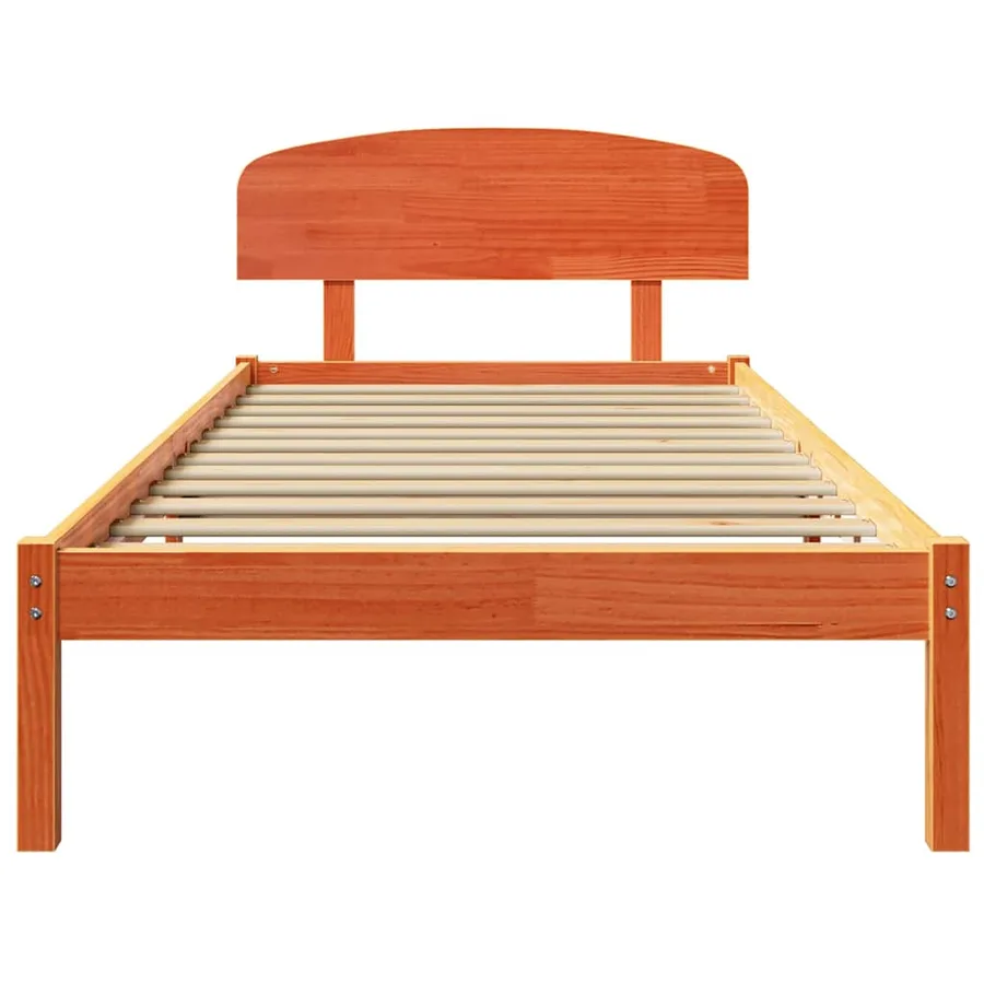 Cadre de lit avec tête de lit Brun cire 100 x 200 cm Pin massif - 5