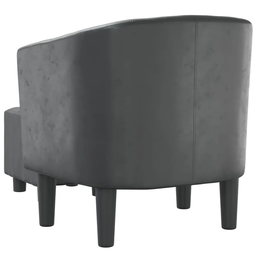 Fauteuil avec repose-pied gris similicuir - 5