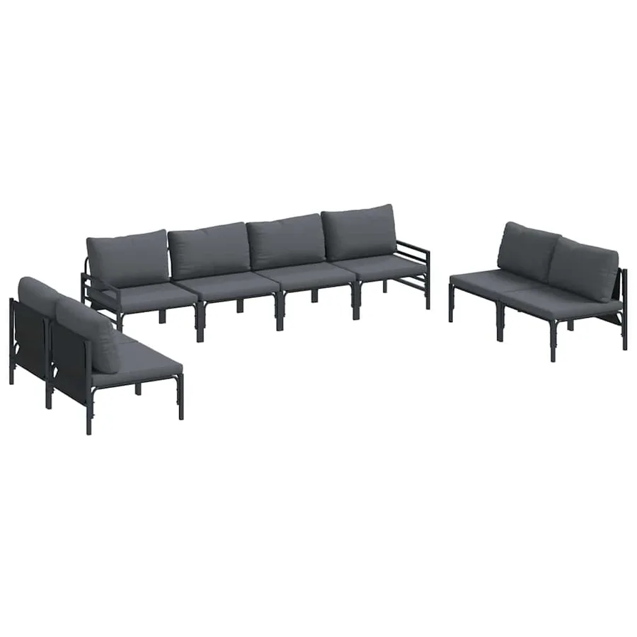 Ensemble de canapé de jardin avec coussin 8 pcs Noir Acier - 2