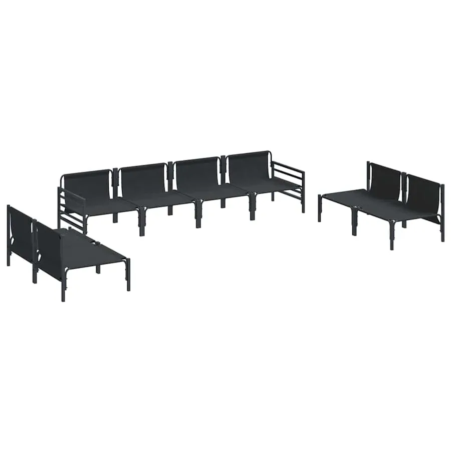 Ensemble de canapé de jardin avec coussin 8 pcs Noir Acier - 5