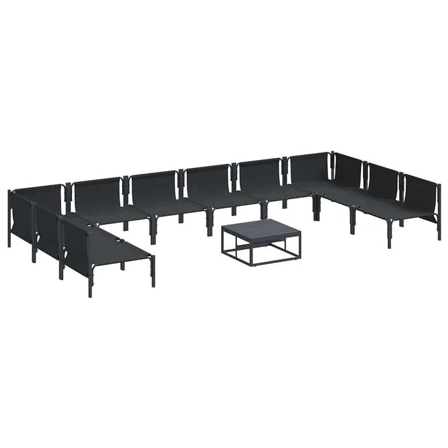 Ensemble de canapé de jardin avec coussin 11 pcs Noir Acier - 6