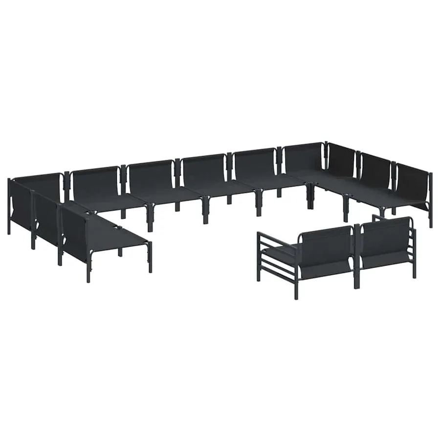 Ensemble de canapé de jardin avec coussin 12 pcs Noir Acier - 5