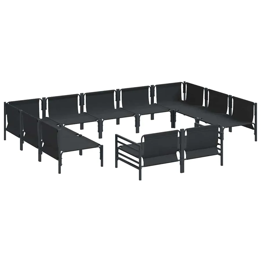 Ensemble de canapé de jardin avec coussin 11 pcs Noir Acier - 5