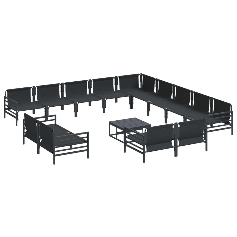 Ensemble de canapé de jardin avec coussin 14 pcs Noir Acier - 6